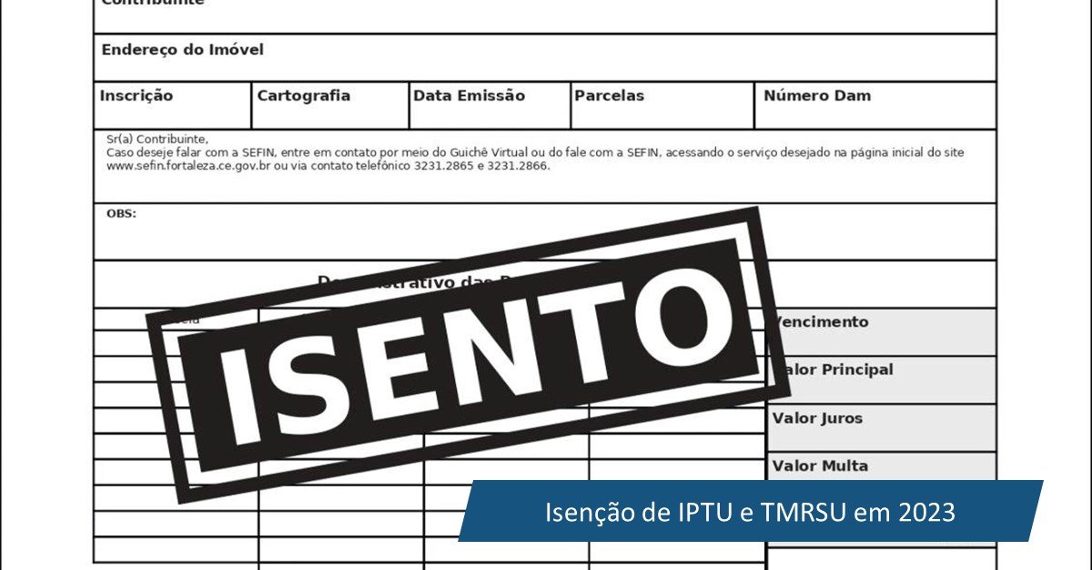 Isenção de IPTU e TMRSU em 2023