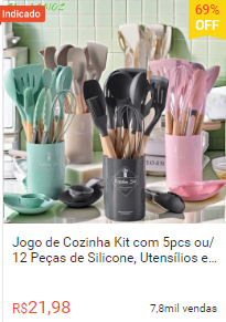 Jogo de Cozinha Kit com 5pcs ou/ 12 Peças de Silicone