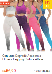 Conjunto Degradê Academia Fitness Legging