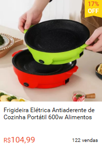 Frigideira Elétrica Antiaderente de Cozinha Portátil 600w Alimentos